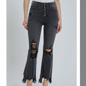 Anthropologie Black Distressed Ankle Jeans